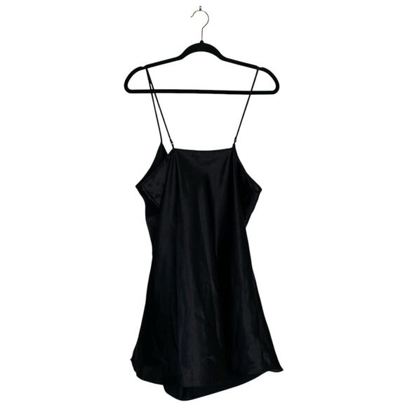 Vintage Nightgown Slip Dress Black Satin Hearts Y2K Cute Romantic Size XL Mini - Picture 2 of 4